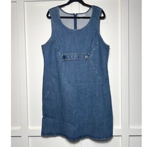 Vintage NorthStyle Womens Denim Jumper Dress Size 18 Medium Wash‎ Scoop Neck